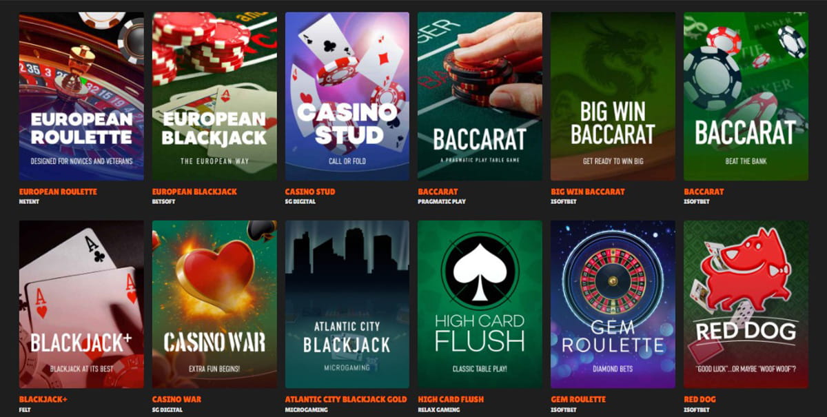 The Nitro Casino Roulette, Blackjack & Other Table Games